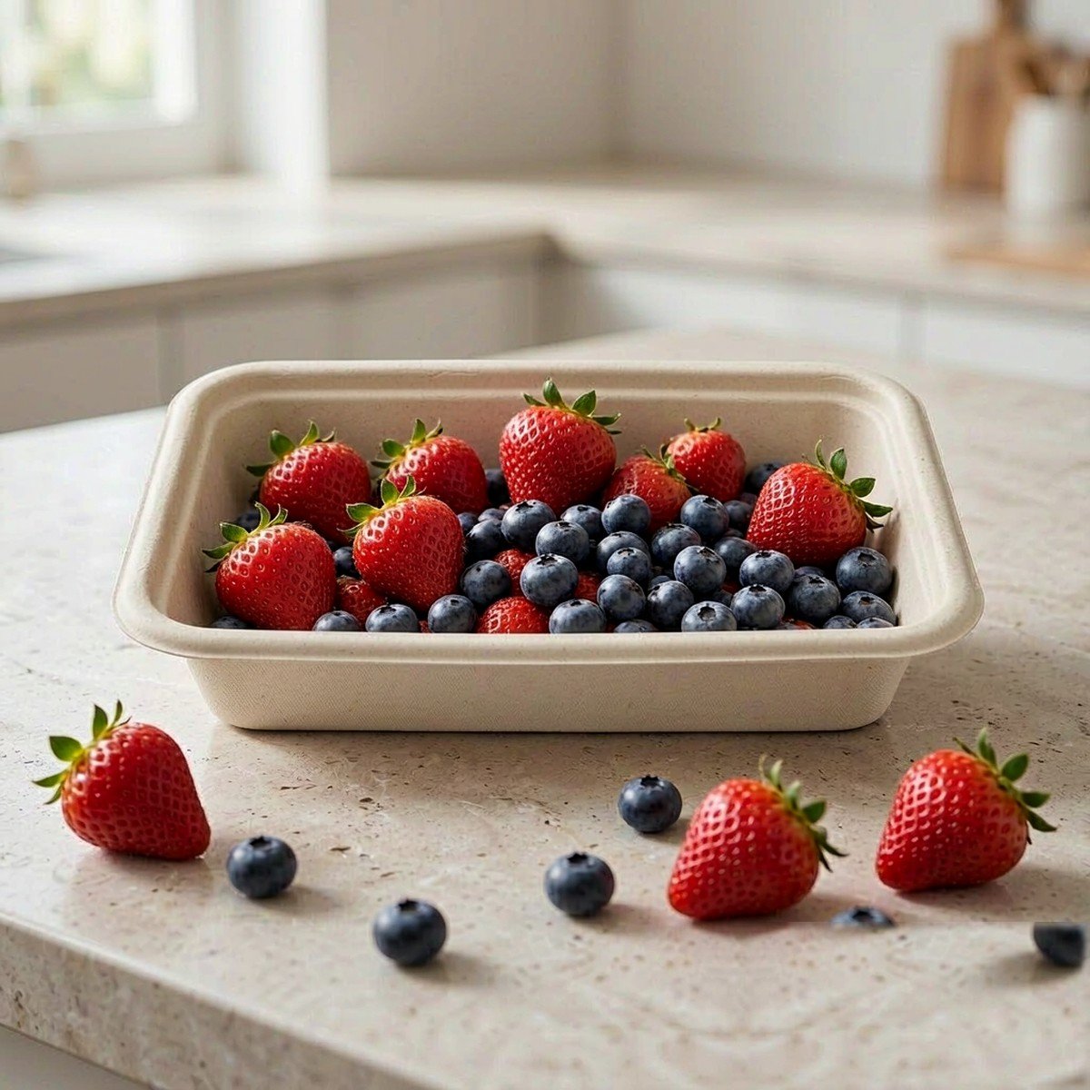 Compostable Plant Fibre Produce Tray with berries