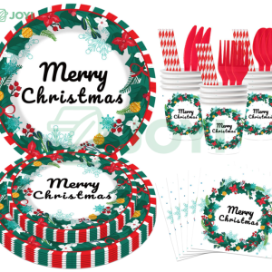 Wreath Stripe Christmas Tableware Set