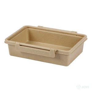 Compostable Wheat Straw Fibre 600ml Meal Box 271 x 182 x H44 mm