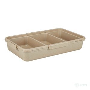 Compostable Wheat Straw Fibre 8" 3-Compartment Meal Box 430 x 200 x H39 mm