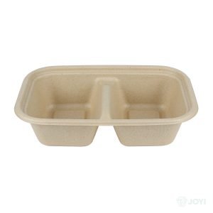 Compostable Wheat Straw Fibre 850ml 2-Compartment Food Box Base 230 x 132 x H50 mm