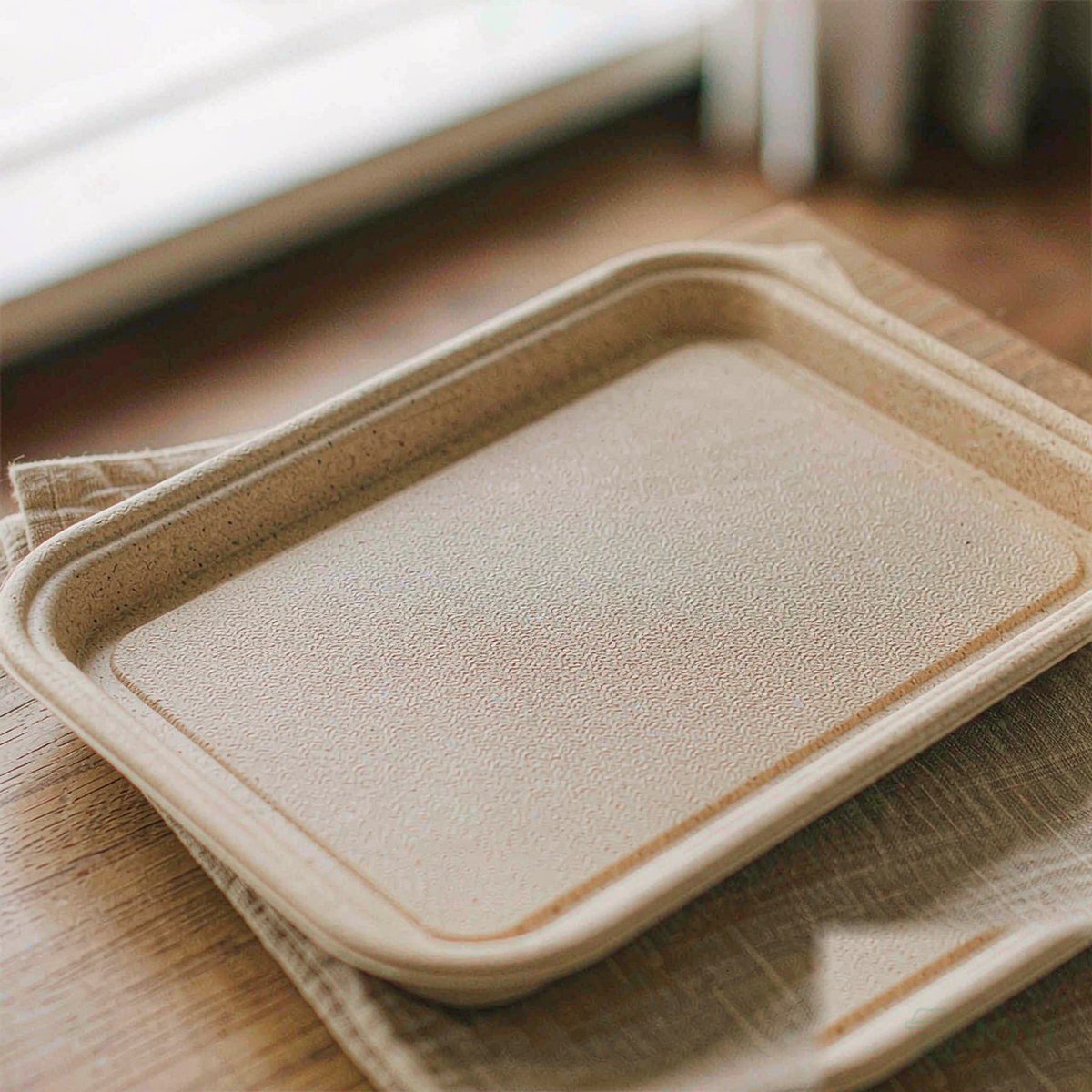 Compostable Wheat Straw Fibre Lid for 1000ml Food Box 225 x 132 x H15 mm