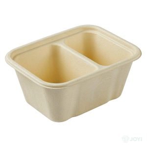 Compostable Wheat Straw Fibre 1000ml 2-Compartment Food Box Base 220 x 125 x H70 mm