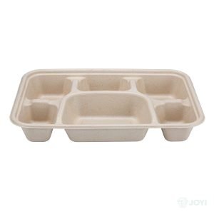 Compostable Wheat Straw Fibre 1450ml 5-Compartment Meal Box 281 x 210 x H40 mm
