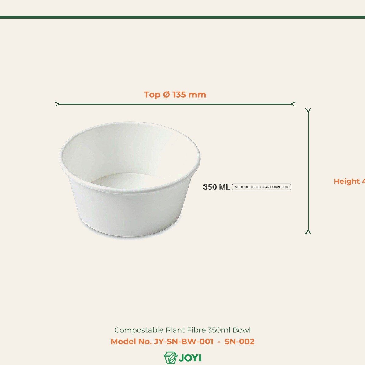 Compostable Plant Fibre 350ml Bowl
