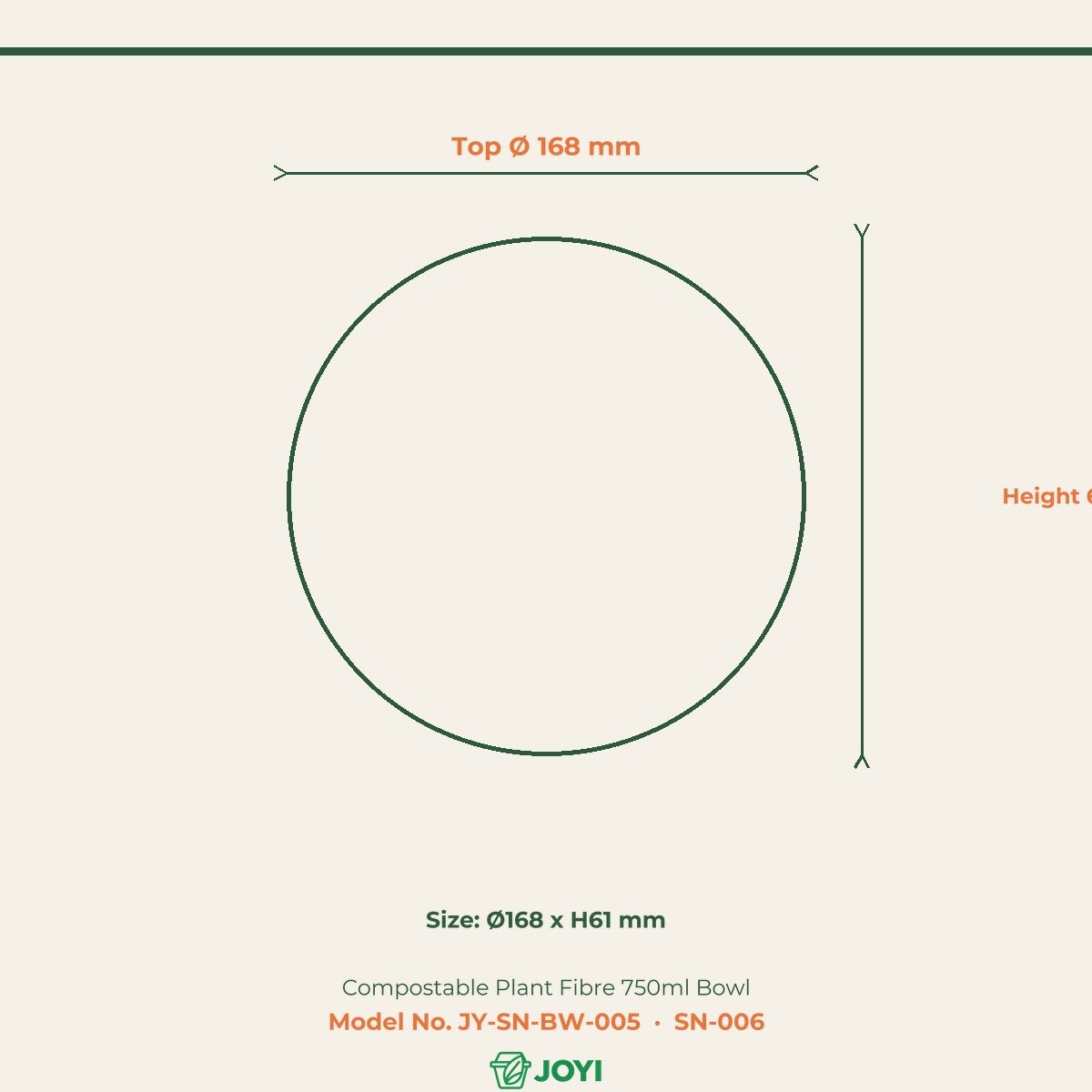 Compostable Plant Fibre 750ml Bowl