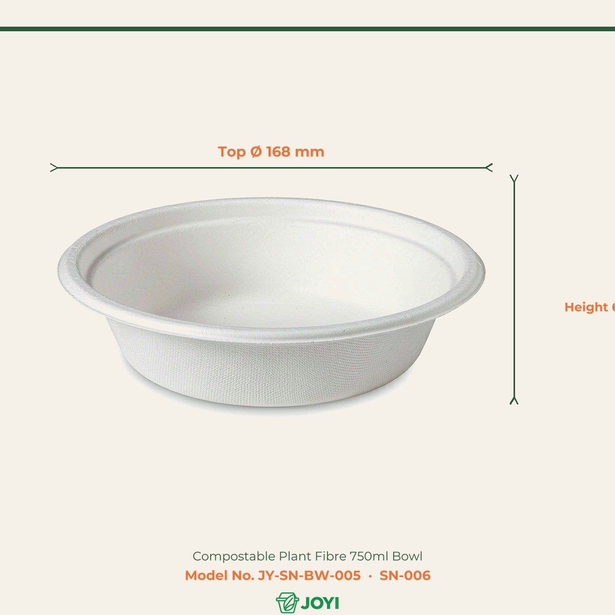 Compostable Plant Fibre 750ml Bowl