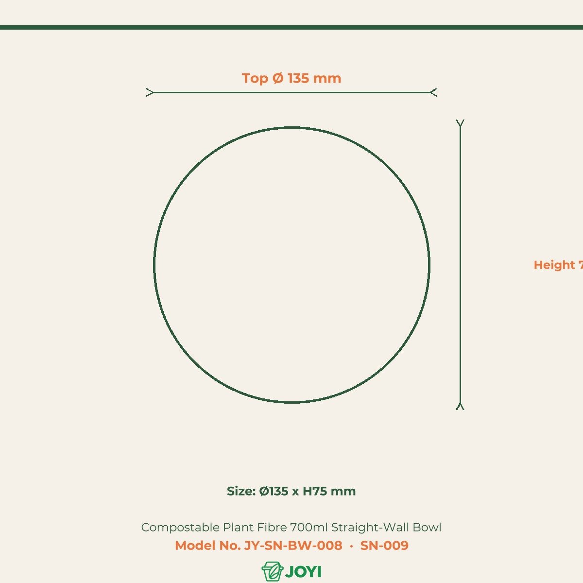 Compostable Plant Fibre 700ml Straight-Wall Bowl