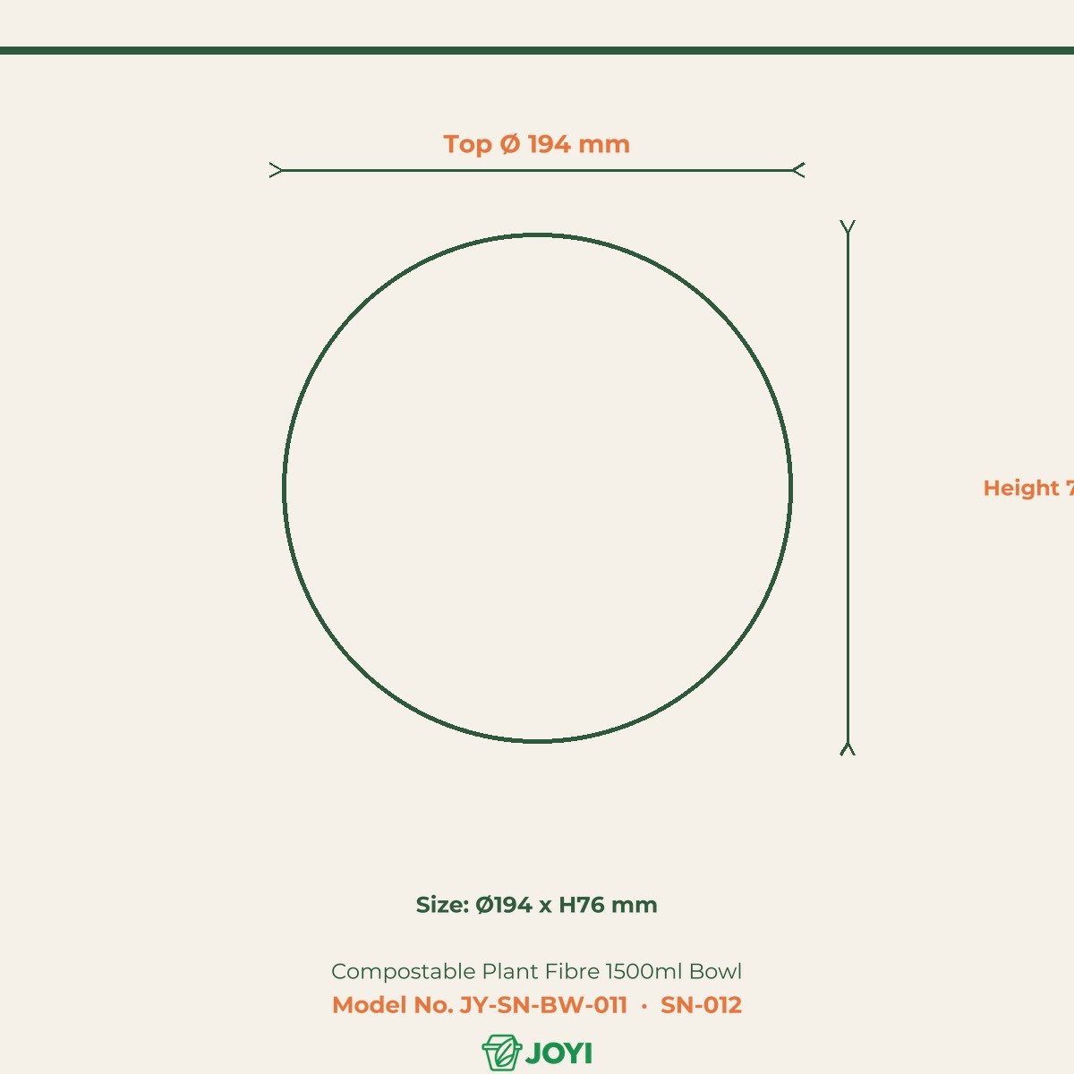 Compostable Plant Fibre 1500ml Bowl