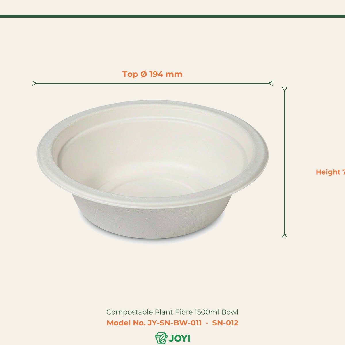 Compostable Plant Fibre 1500ml Bowl