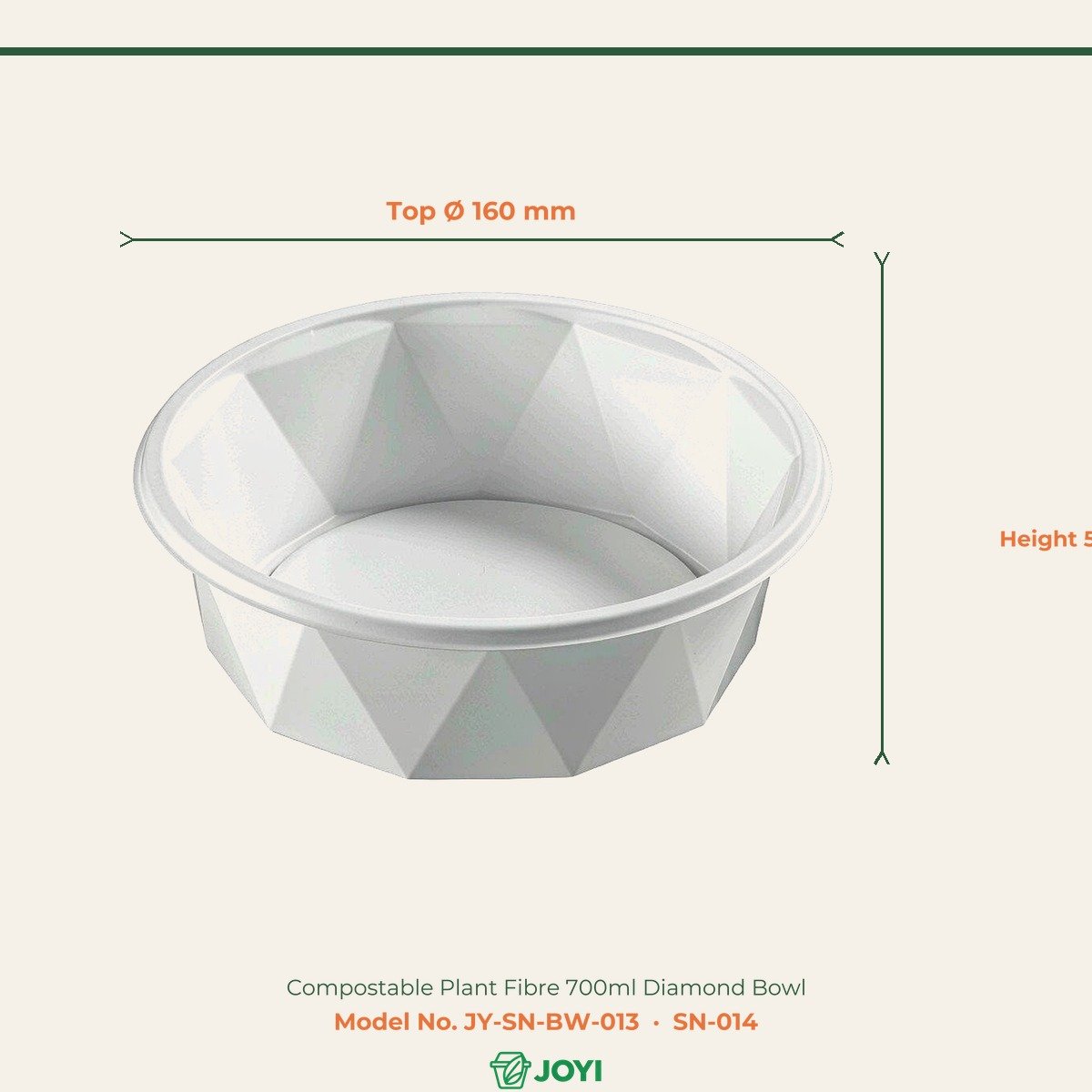 Compostable Plant Fibre 700ml Diamond Bowl