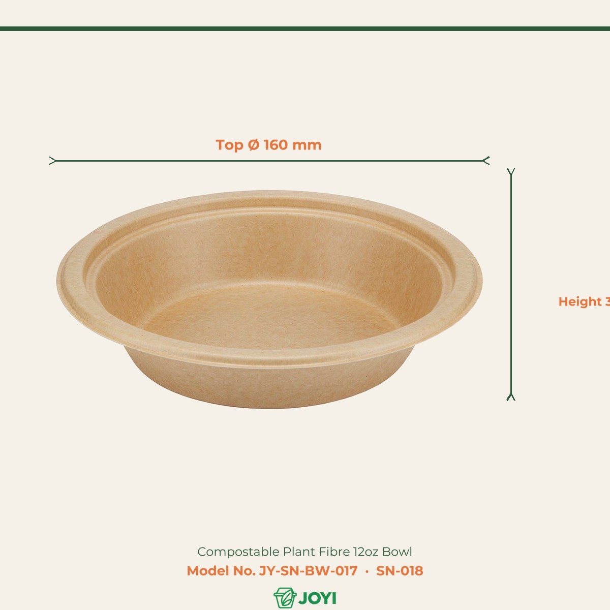 Compostable Plant Fibre 12oz Bowl
