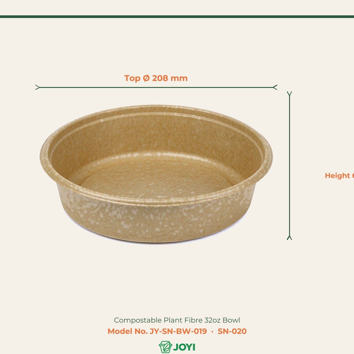 Compostable Plant Fibre 32oz Bowl