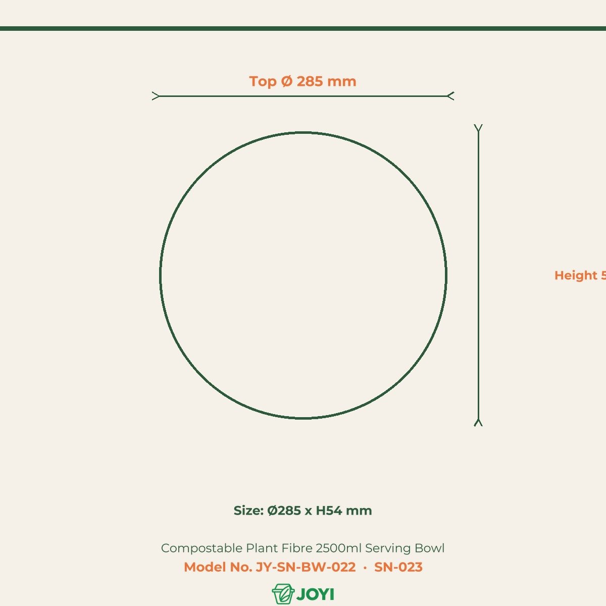 Compostable Plant Fibre 2500ml Serving Bowl