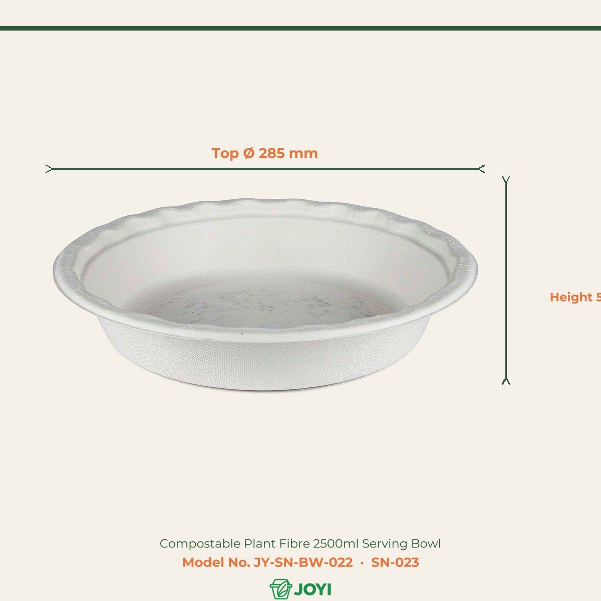 Compostable Plant Fibre 2500ml Serving Bowl