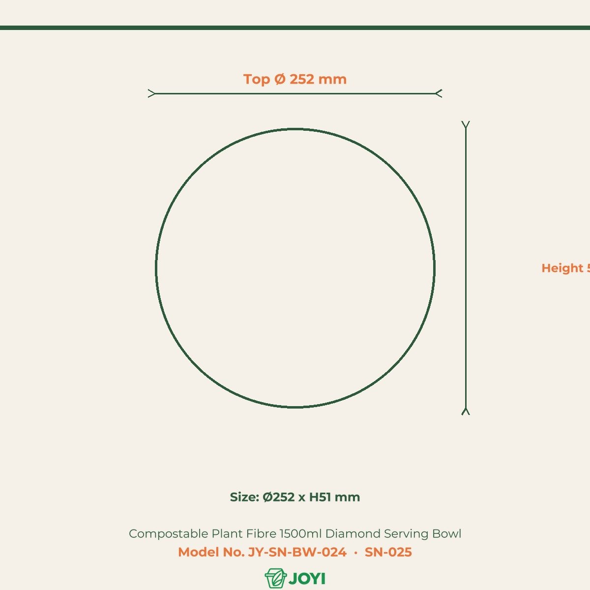 Compostable Plant Fibre 1500ml Diamond Serving Bowl