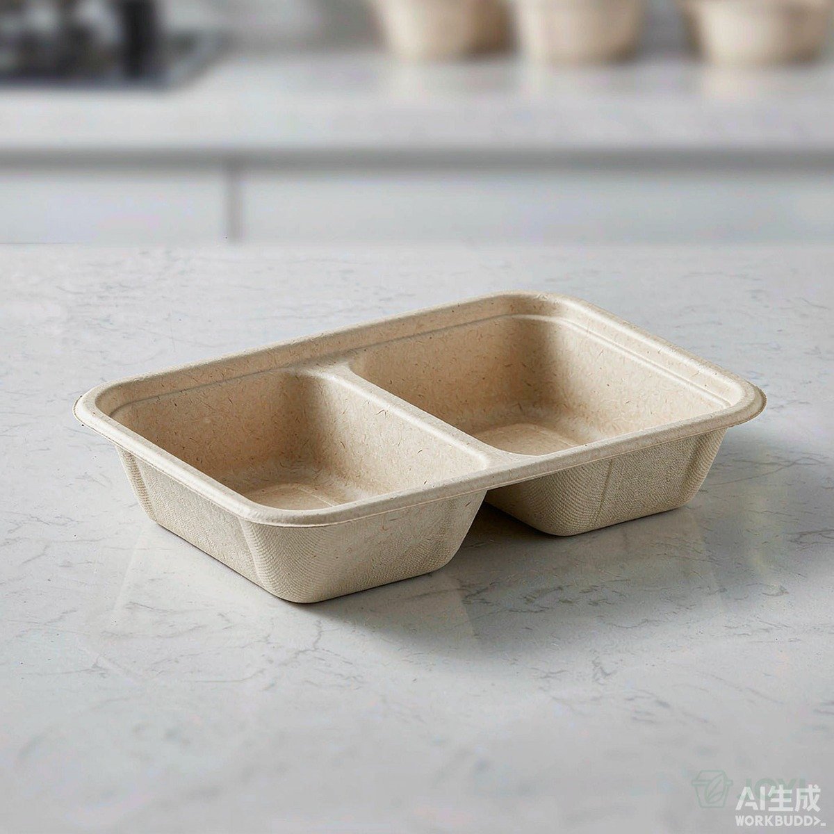 Compostable Plant Fibre 2-Compartment Salad Bowl