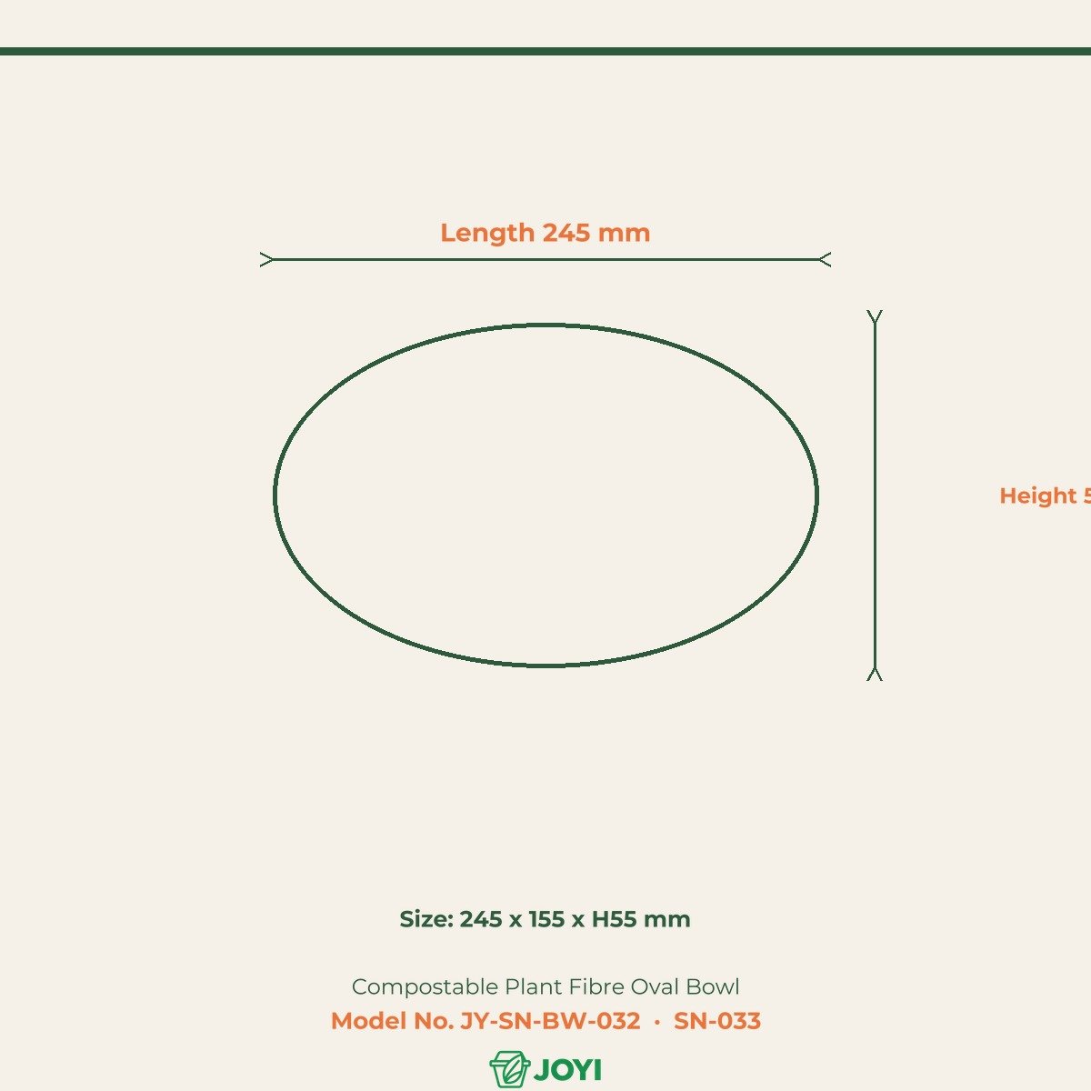 Compostable Plant Fibre Oval Bowl