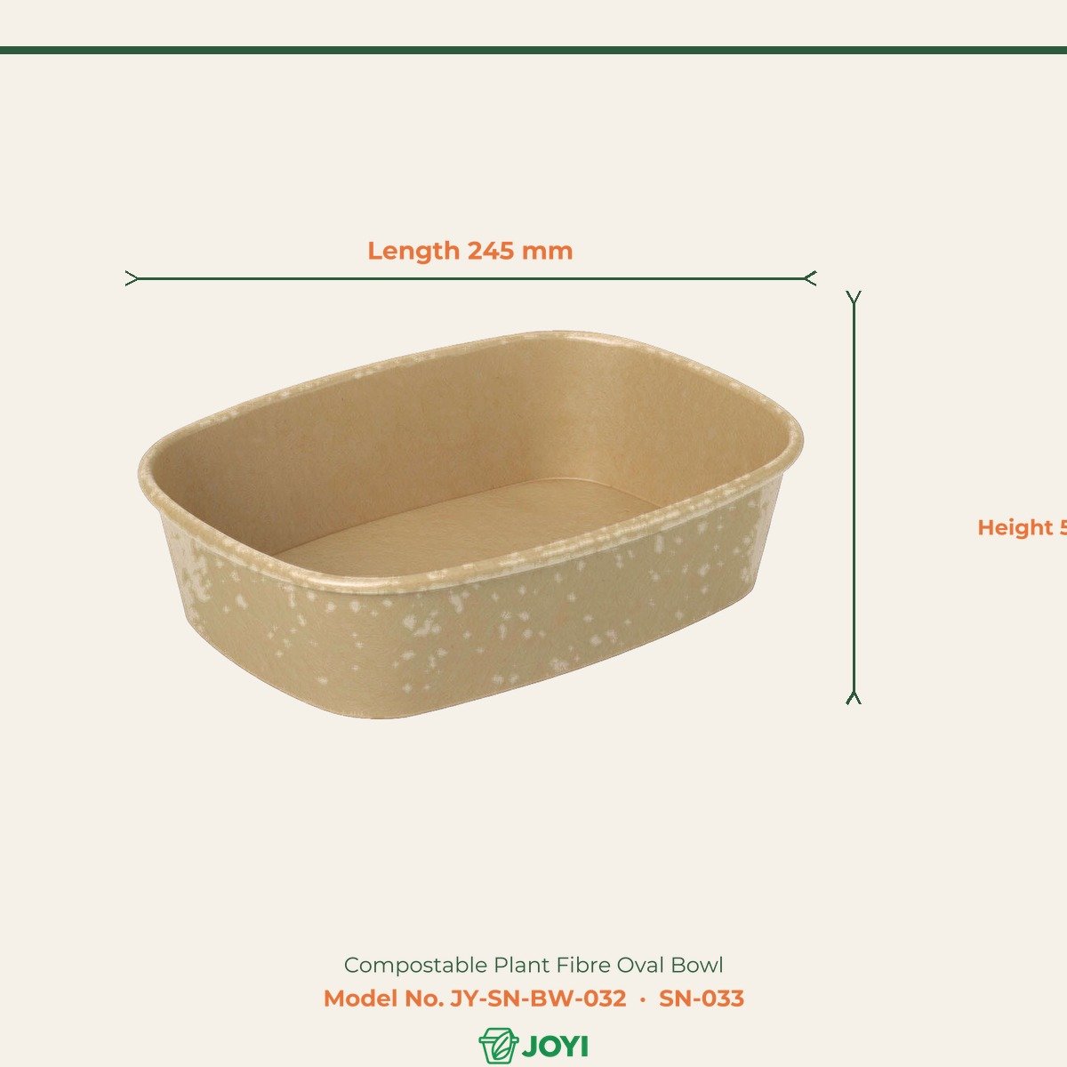 Compostable Plant Fibre Oval Bowl