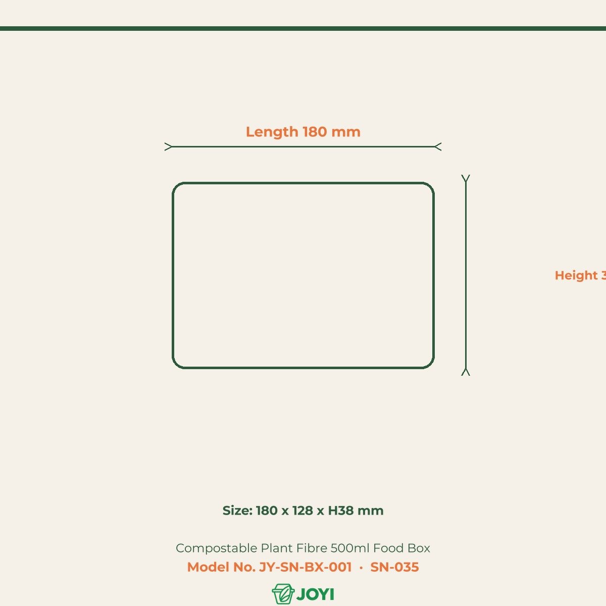 Compostable Plant Fibre 500ml Food Box