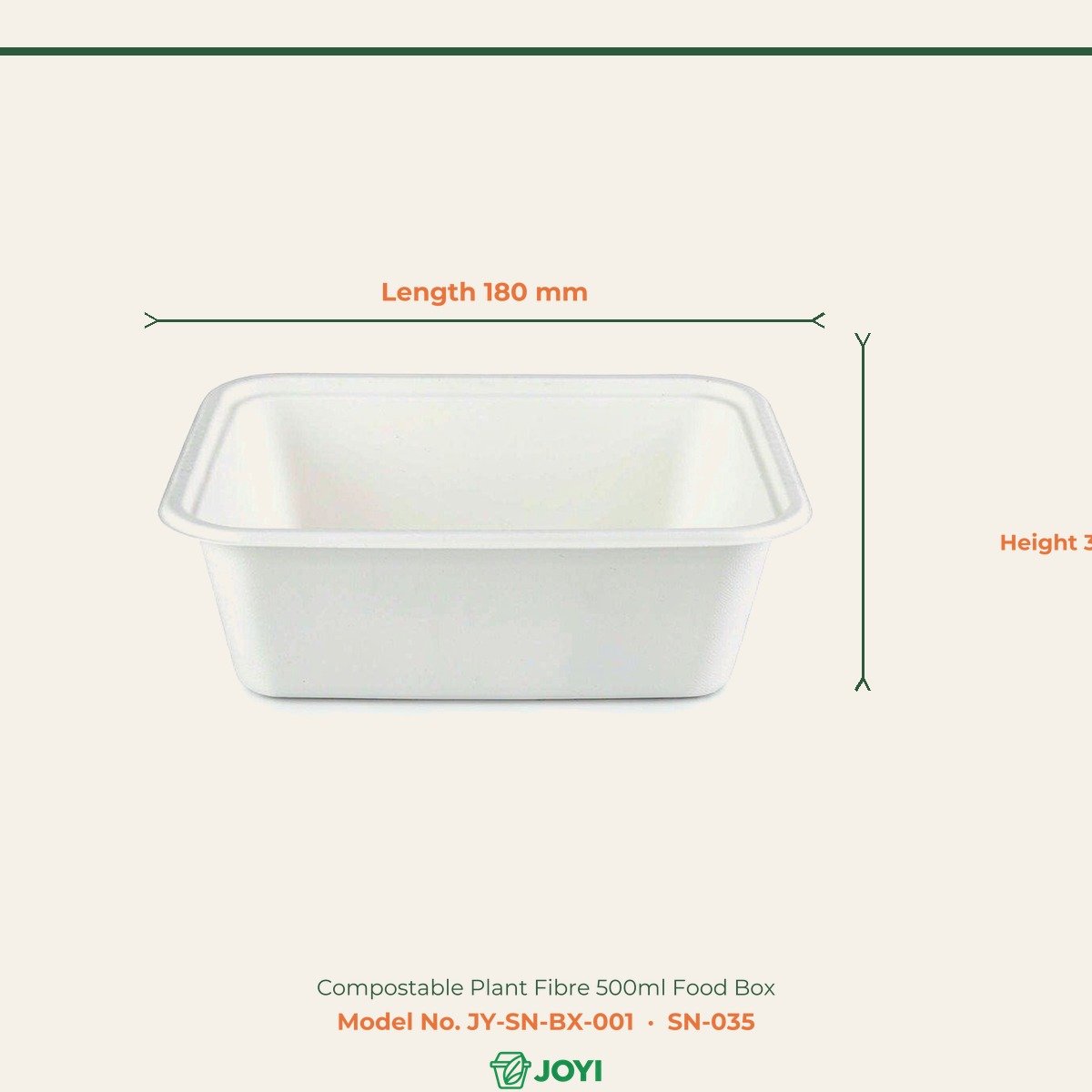 Compostable Plant Fibre 500ml Food Box