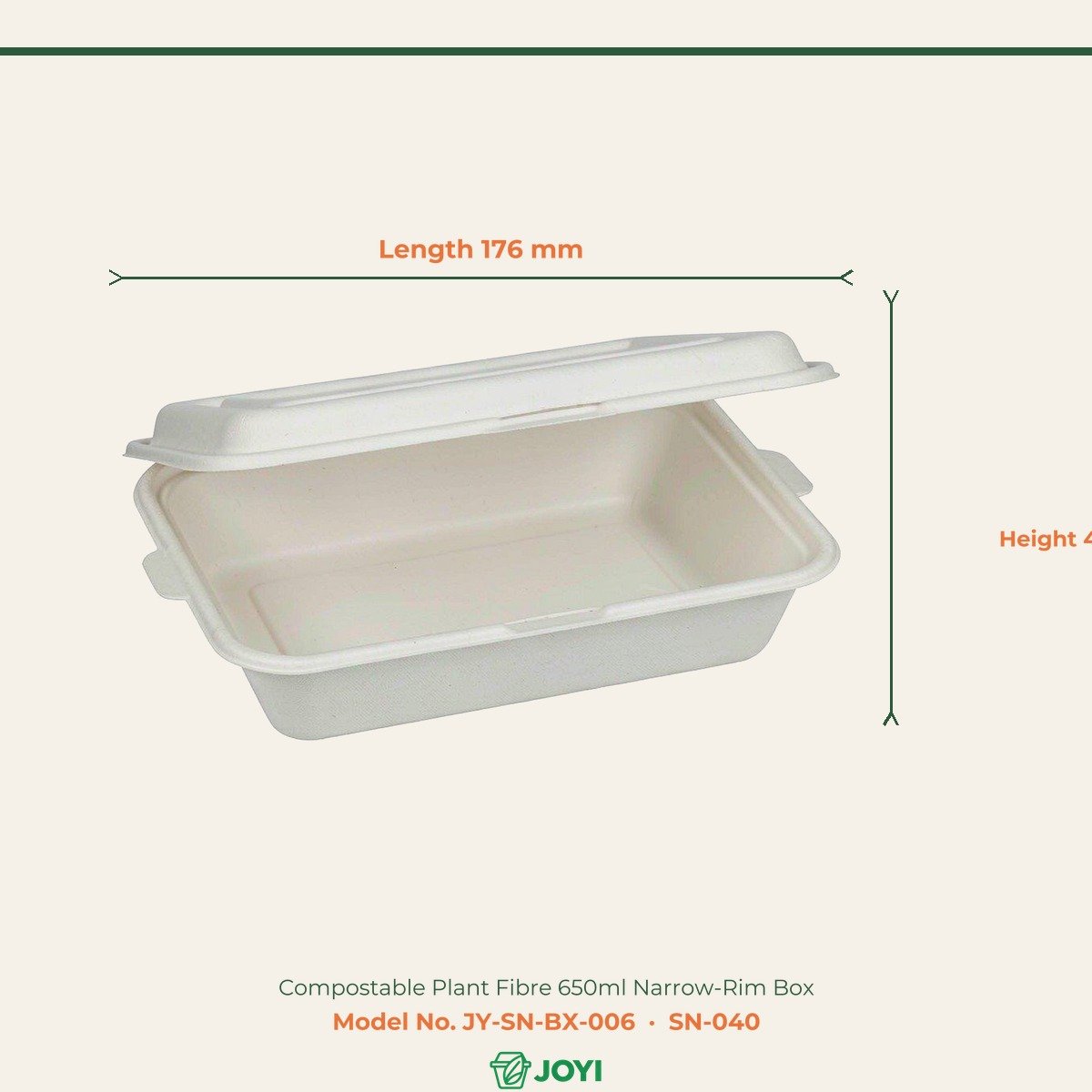 Compostable Plant Fibre 650ml Narrow-Rim Box