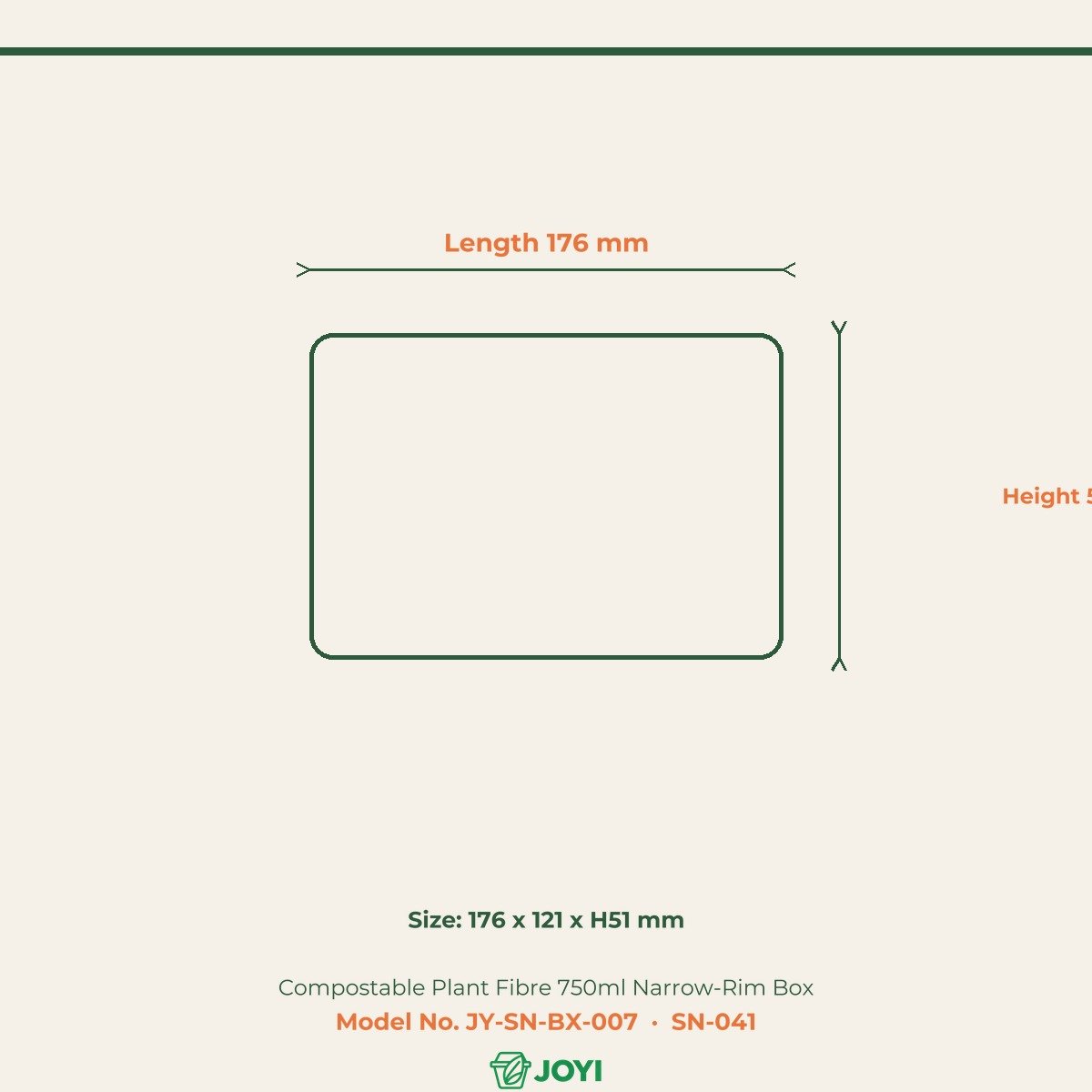 Compostable Plant Fibre 750ml Narrow-Rim Box