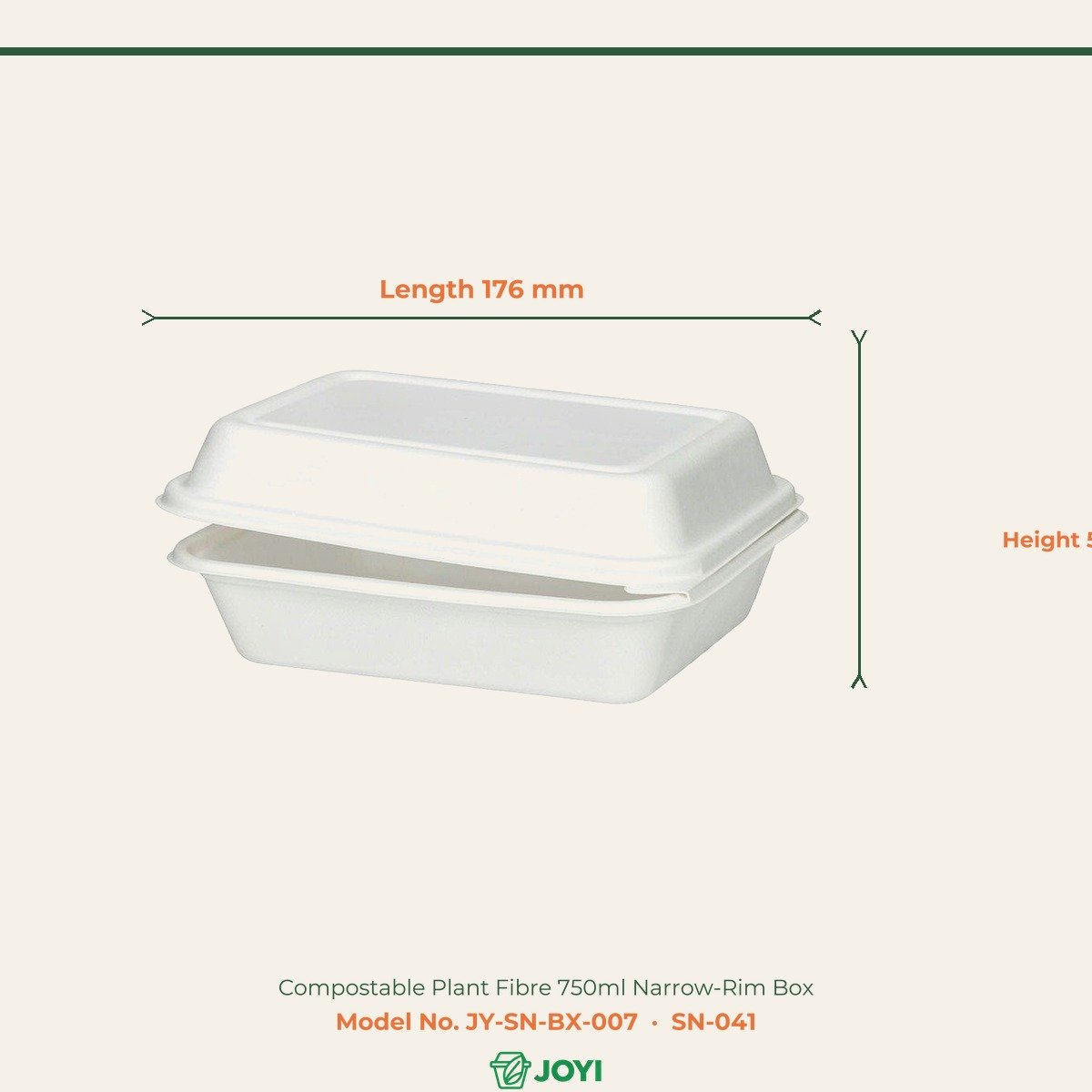 Compostable Plant Fibre 750ml Narrow-Rim Box