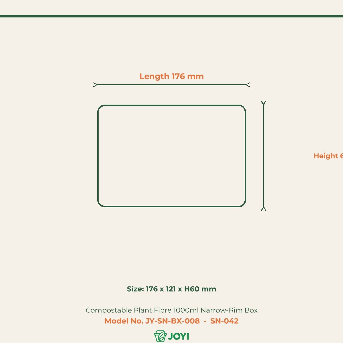Compostable Plant Fibre 1000ml Narrow-Rim Box
