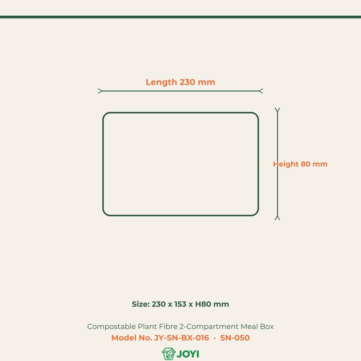 Compostable Plant Fibre 2-Compartment Meal Box