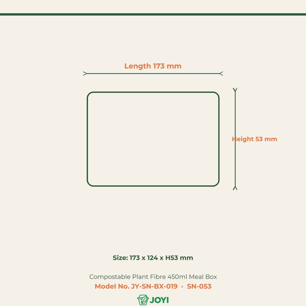 Compostable Plant Fibre 450ml Meal Box