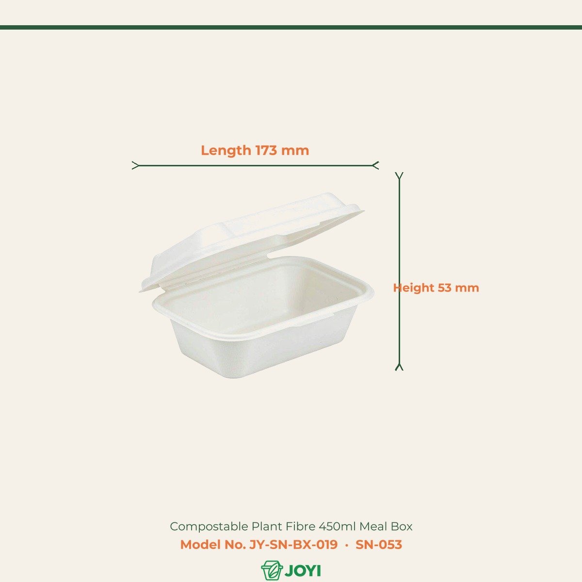 Compostable Plant Fibre 450ml Meal Box