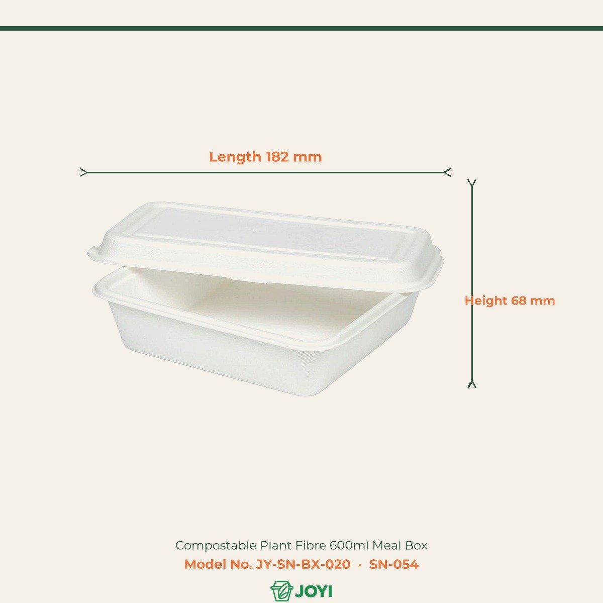Compostable Plant Fibre 600ml Meal Box