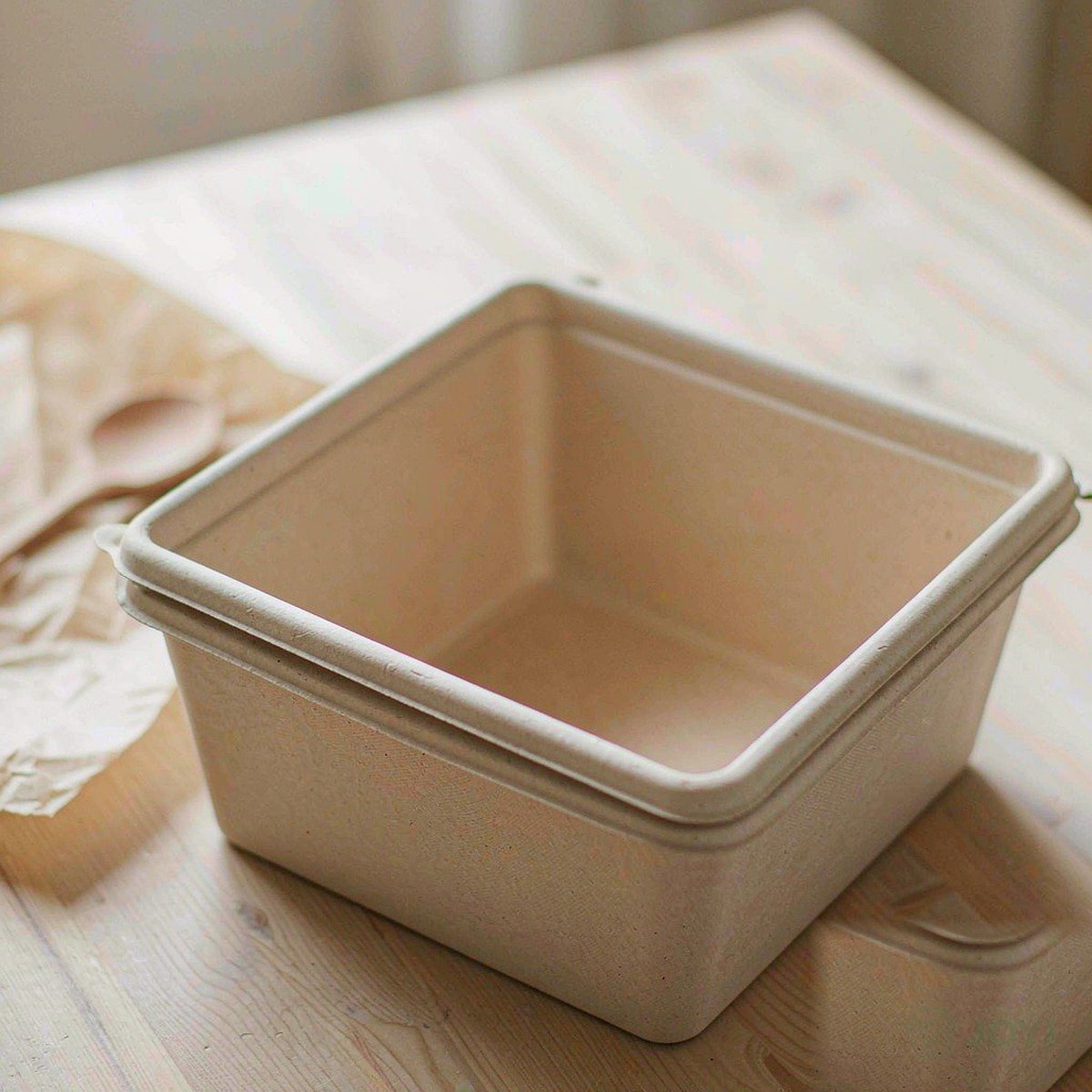 Compostable Plant Fibre Meal Box 228 x 228 x H76 mm