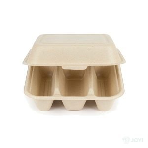 Compostable Plant Fibre 8" 3-Compartment Meal Box