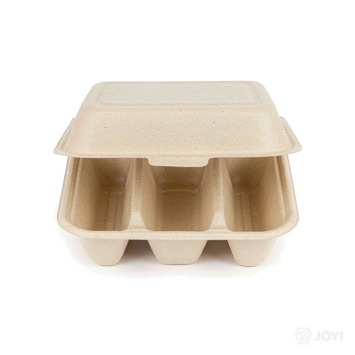 Compostable Plant Fibre 8" 3-Compartment Meal Box