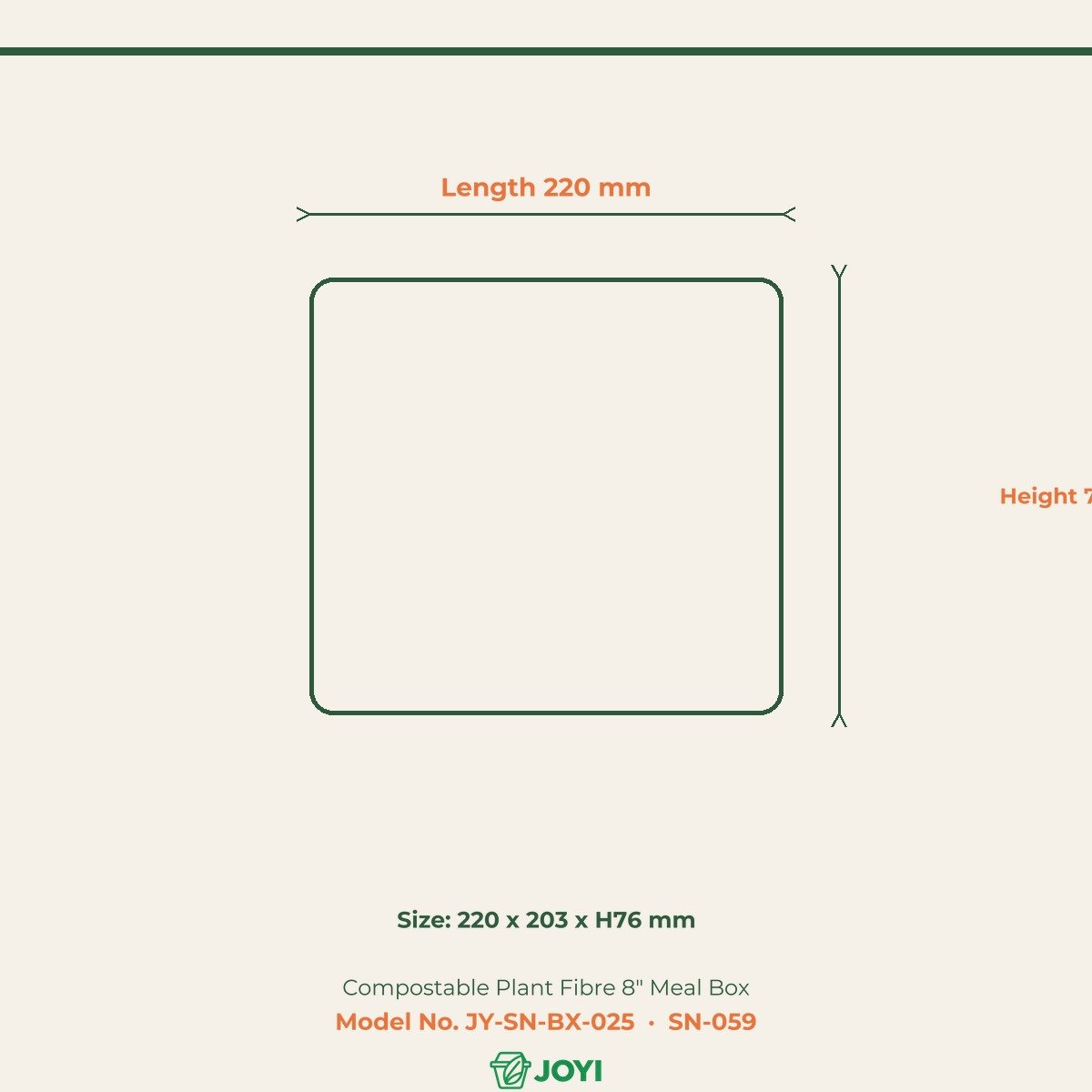 Compostable Plant Fibre 8" Meal Box