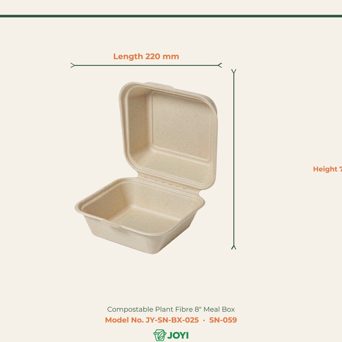 Compostable Plant Fibre 8" Meal Box