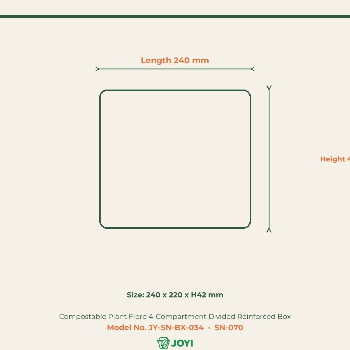 Compostable Plant Fibre 4-Compartment Divided Reinforced Box