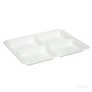 Compostable Plant Fibre 4-Compartment Plate 278 x 213 x H31 mm