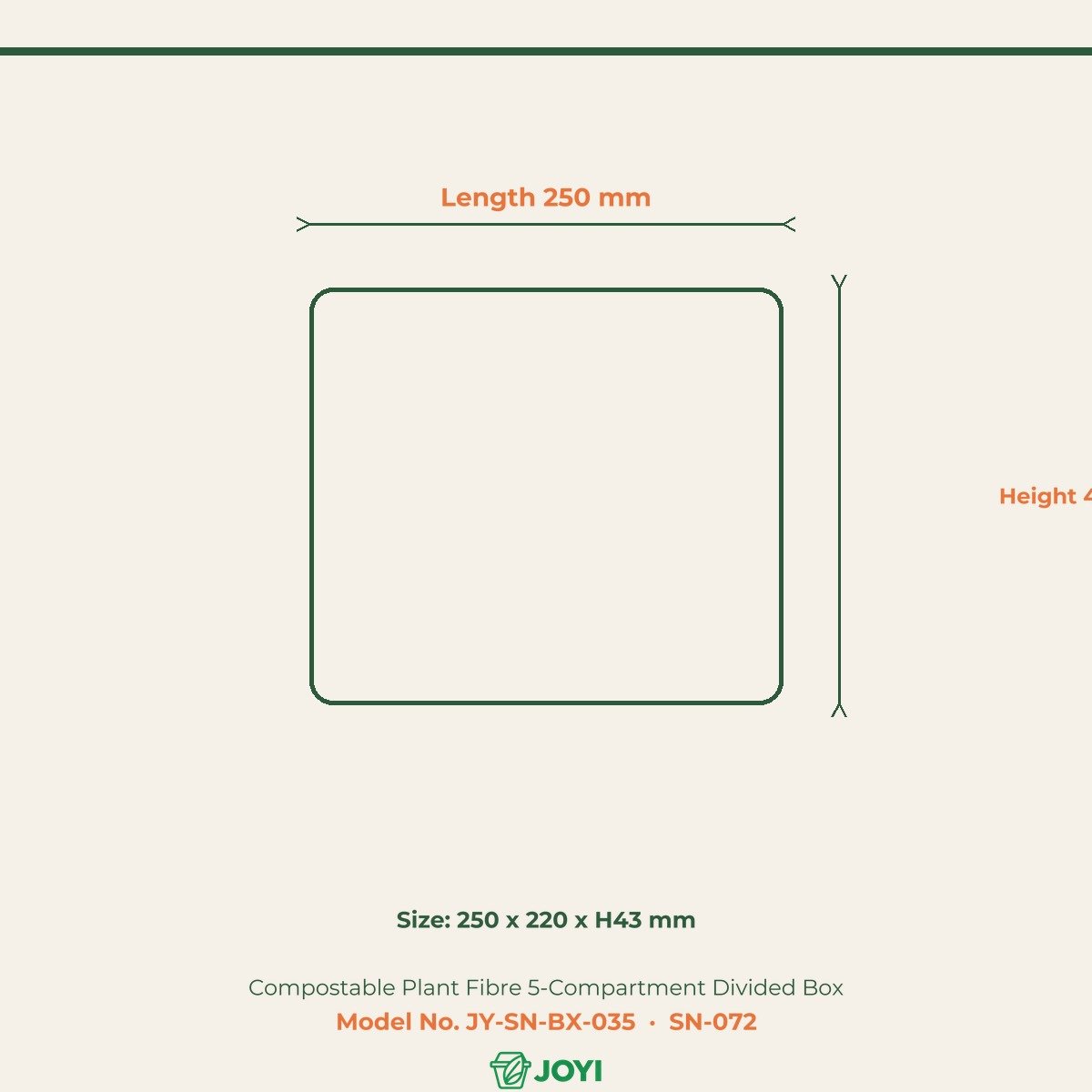 Compostable Plant Fibre 5-Compartment Divided Box
