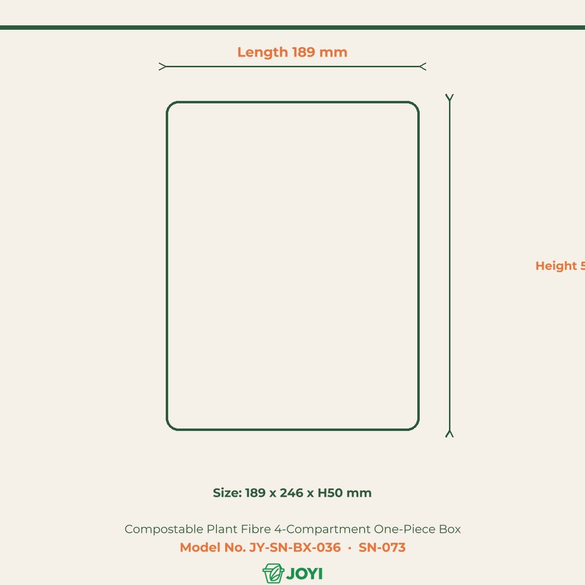 Compostable Plant Fibre 4-Compartment One-Piece Box