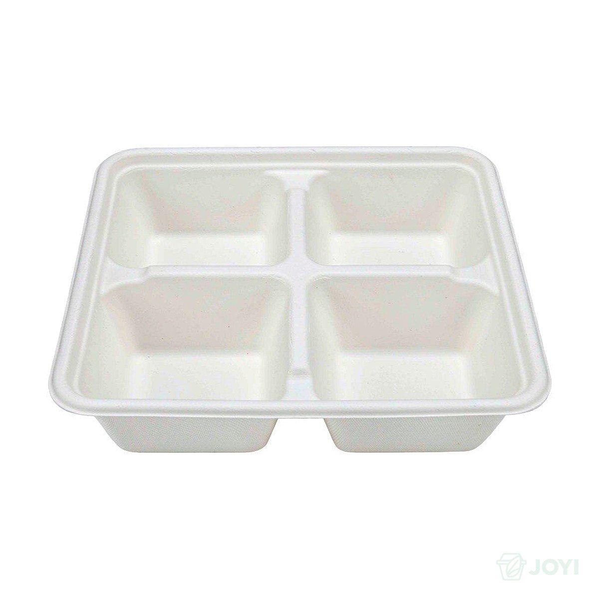 Compostable Plant Fibre 4-Compartment One-Piece Box 248 x 218 x H53 mm