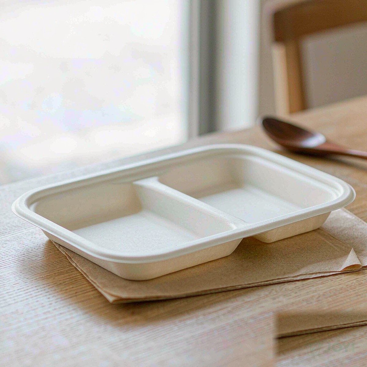 Compostable Plant Fibre 3-Compartment Plate 236 x 200 x H38 mm