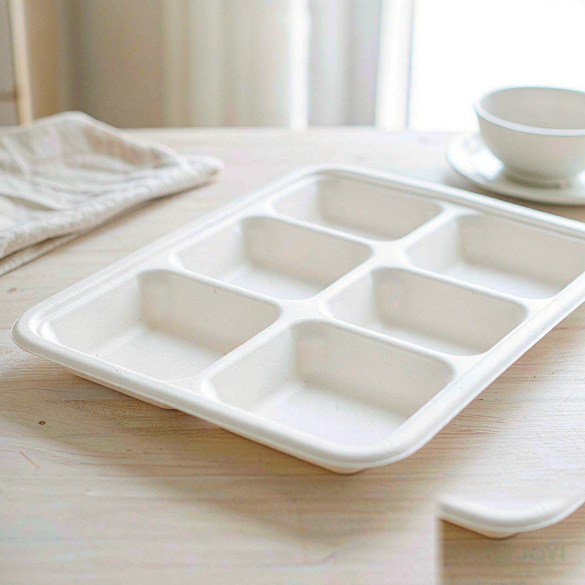 Compostable Plant Fibre 5-Compartment Plate 265 x 211 x H28 mm
