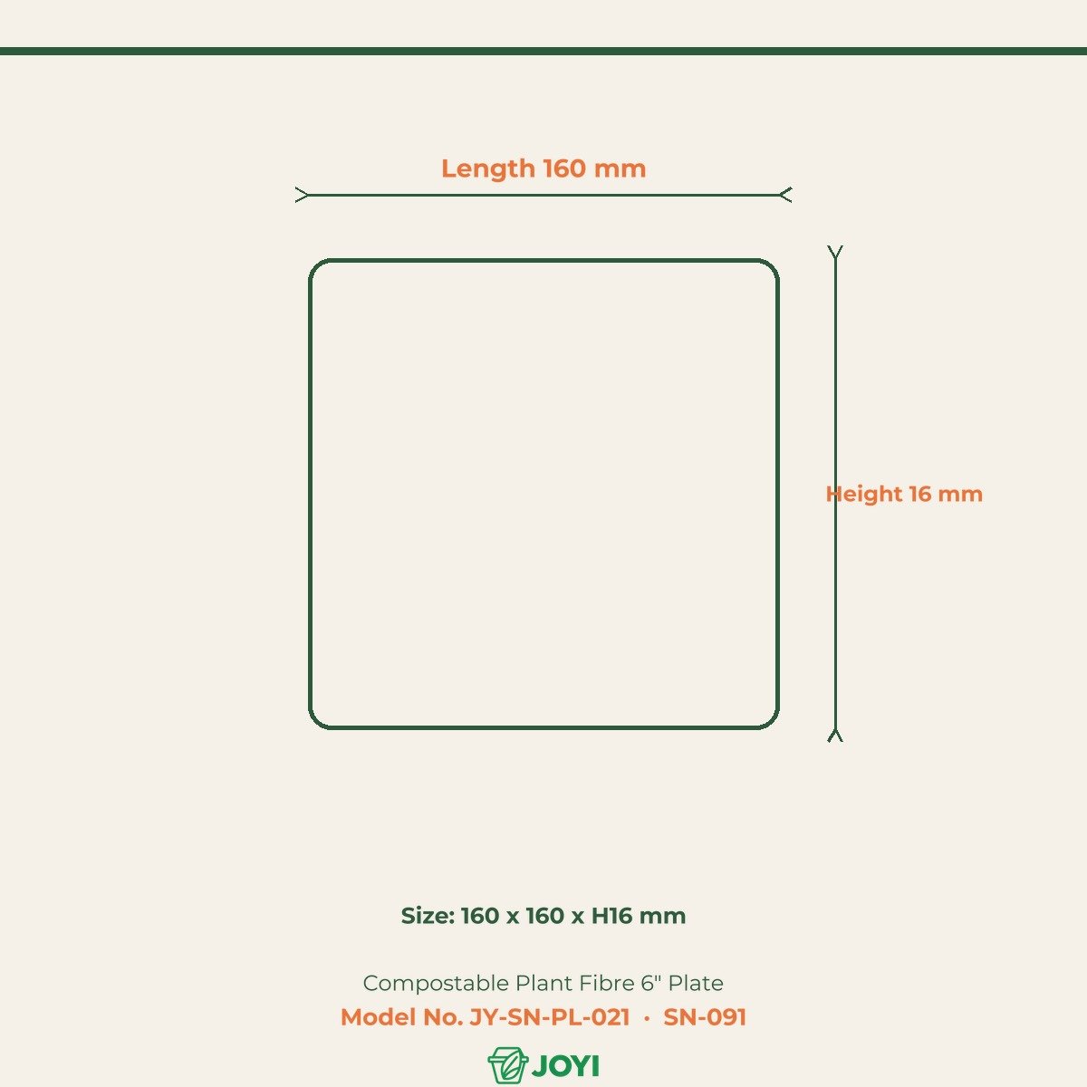 Compostable Plant Fibre 6" Plate