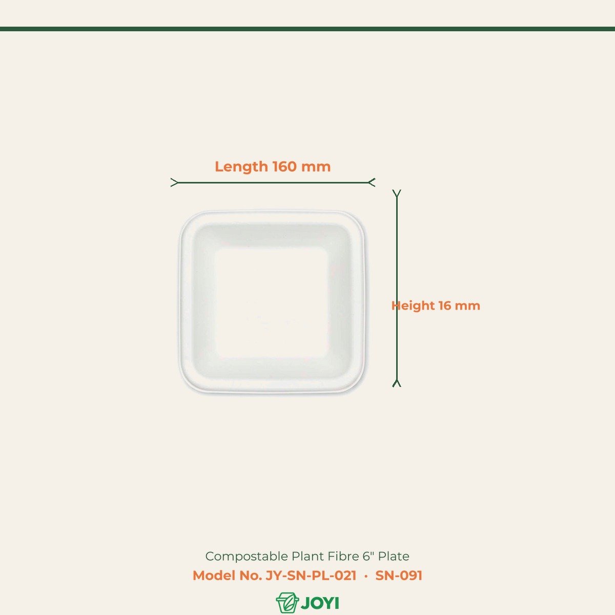 Compostable Plant Fibre 6" Plate