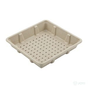 Compostable Plant Fibre Produce Tray 154 x 154 x H23 mm