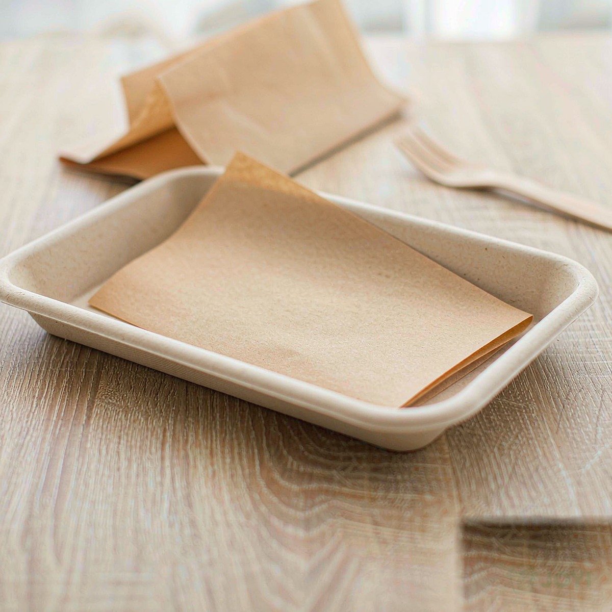 Compostable Plant Fibre Produce Tray 238 x 127 x H13 mm