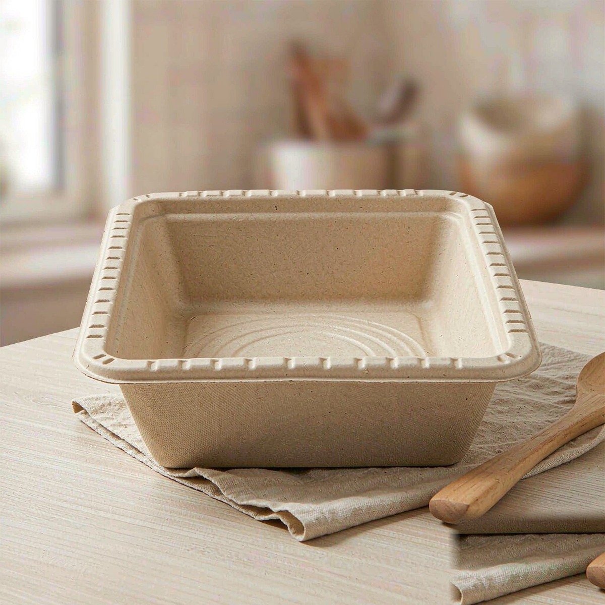 Compostable Plant Fibre Produce Tray 156 x 156 x H30 mm